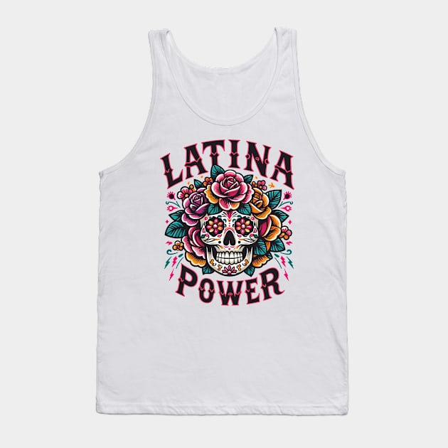 Latina Power Ethnic Pride Sugar Skull Tank Top by Anticorporati